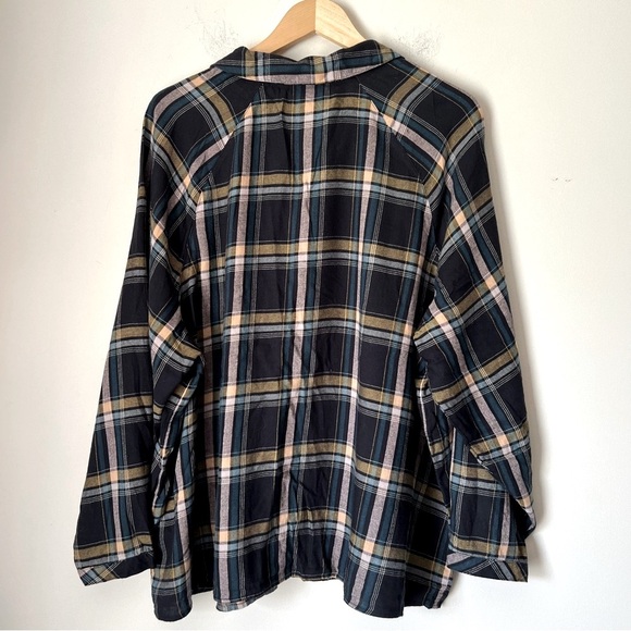 J. Jill Brushed Cotton Blend Soft Bias Trim Plaid Button Up Classic Shirt Fall - Picture 7 of 9